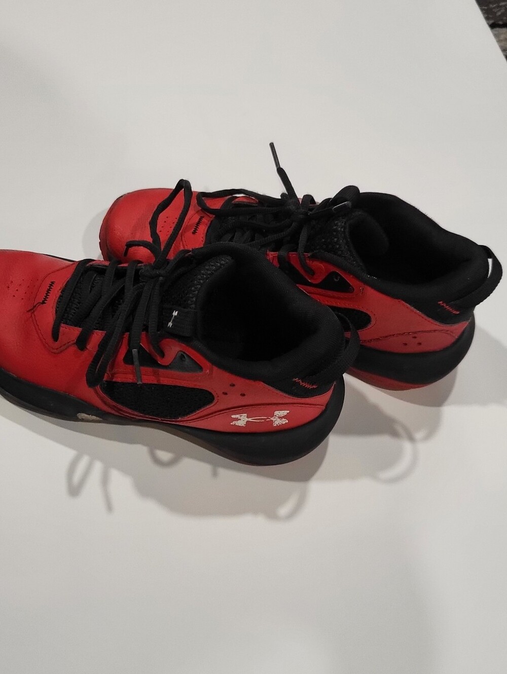 Under Armour Kids Red and Black Lace-Up Sneakers